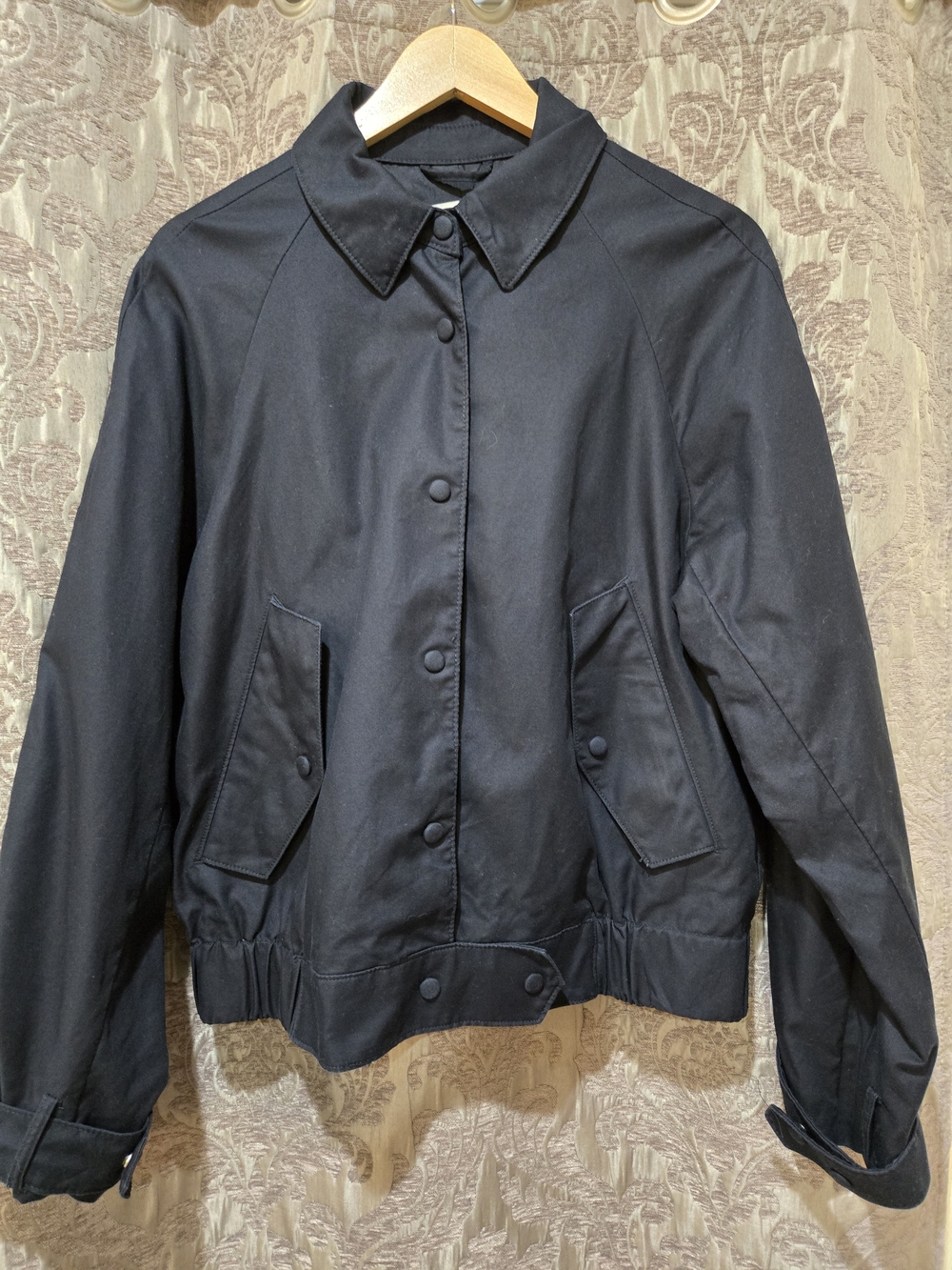 H&M Navy Button-Front Bomber Jacket - Picture 3 of 8
